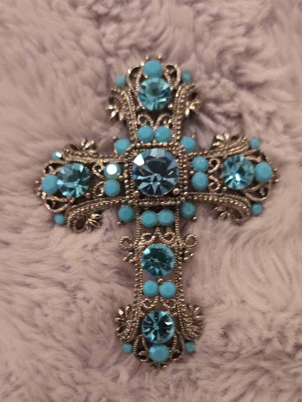 Blue Crystal Cross Pendant - Women Jewelry